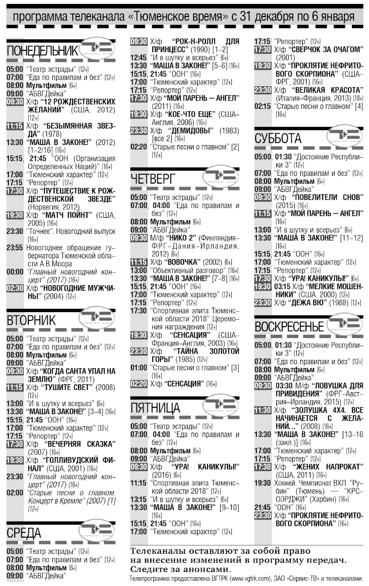 Телепрограмма Тюмень. Телепрограмма на 31 декабря 2007. Программа передач Тюмень. Телеканал время программа.